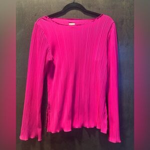 a new day Fuchsia Long Sleeve Pleated Top